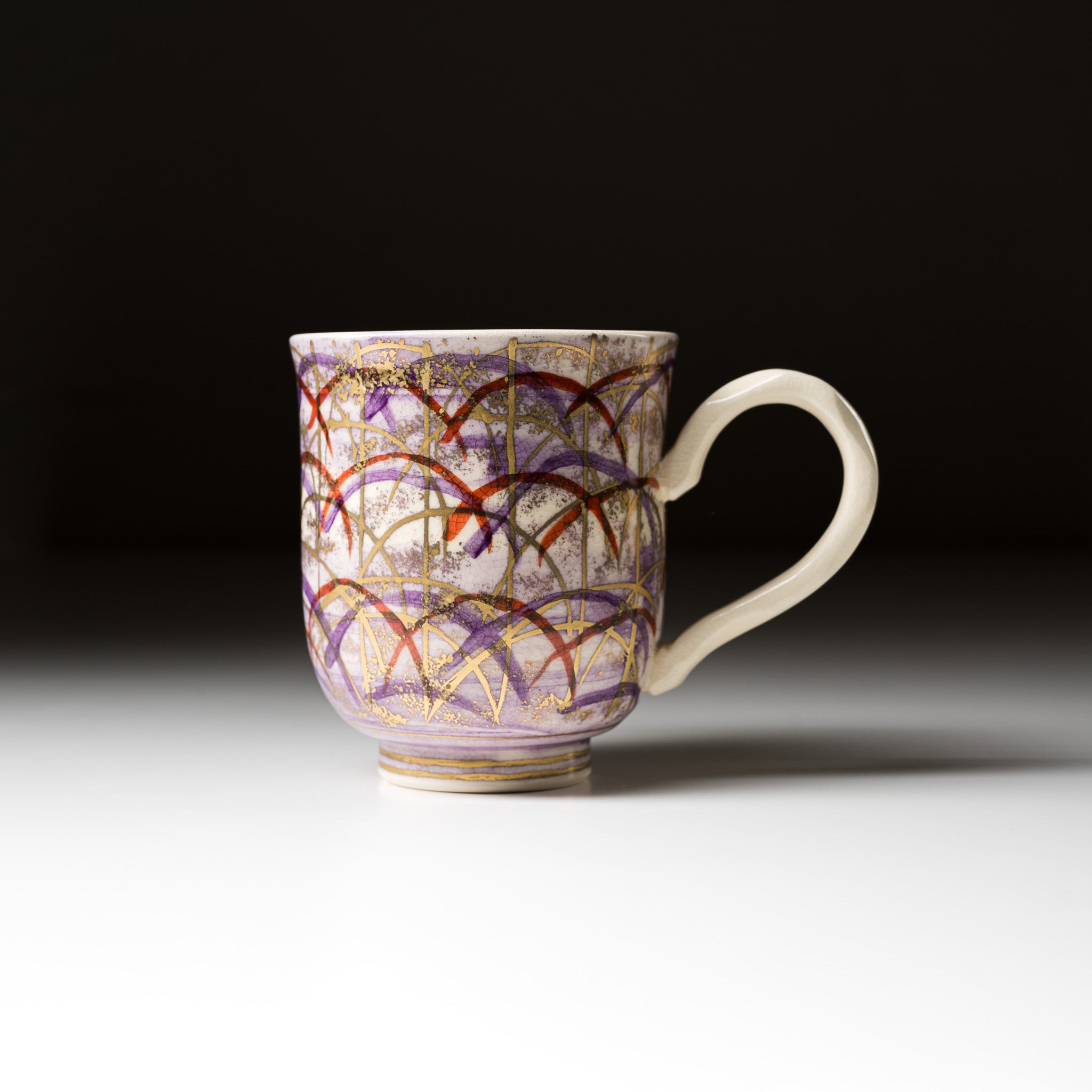 Handmade Kyo Kiyomizu Ware Ceramic Mug - Bokashi Musashino Pink - Authentic Japanese Tea Cup for Matcha, Coffee & Home Decor