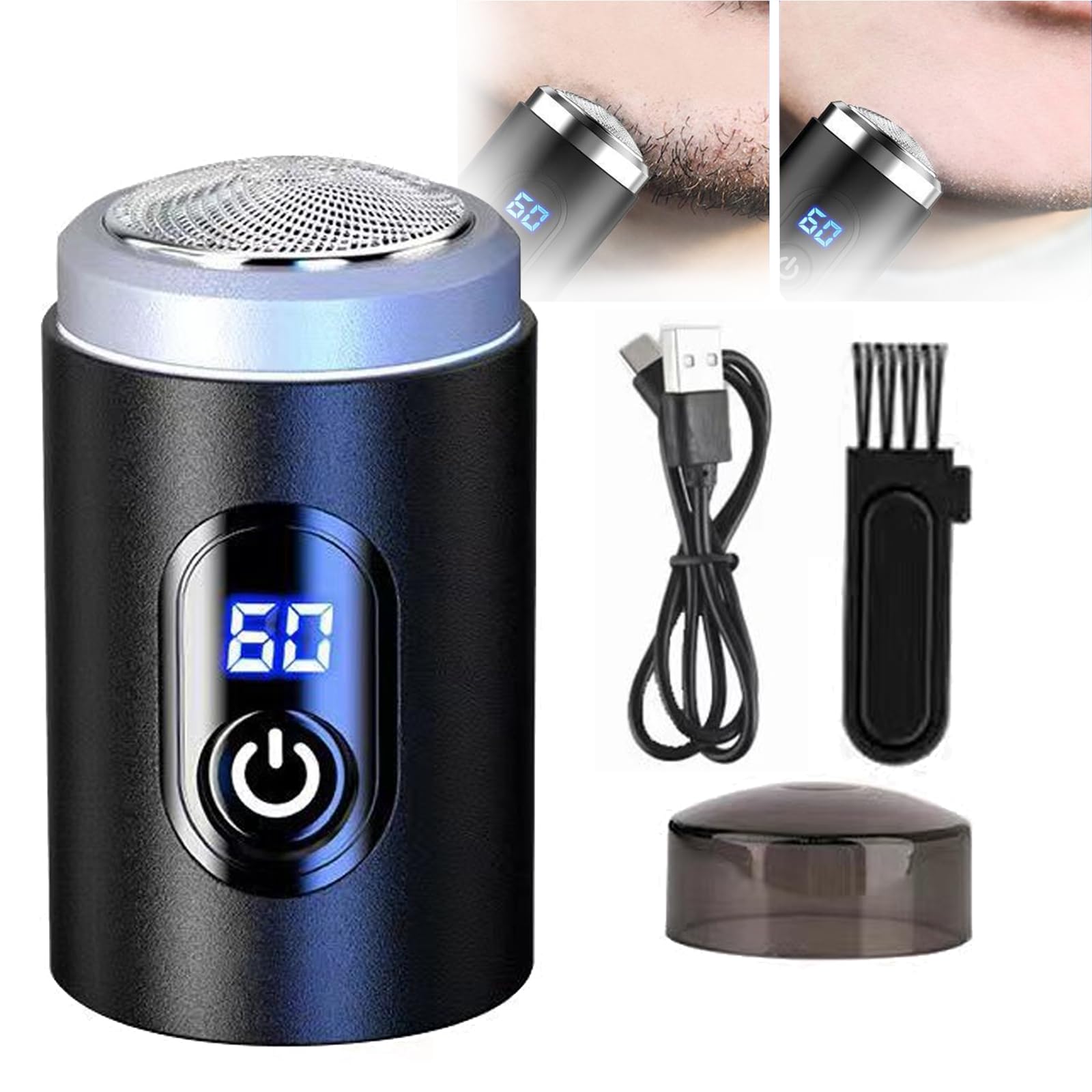 Enspiracle Mini Electric Shaver for Men - Portable USB Rechargeable Travel Shaver, Wet/Dry Waterproof Beard Trimmer for Face & Body - Perfect for Travel, Office & Gym (Black)