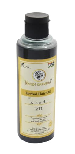 Khadi Natural K11 Herbal Hair Oil - 210ml | Ayurvedic Hair Growth Treatment for Nourishment & Scalp Health | Promotes Stronger, Shinier Hair for Men & Women | Perfect for Daily Hair Care & Massage