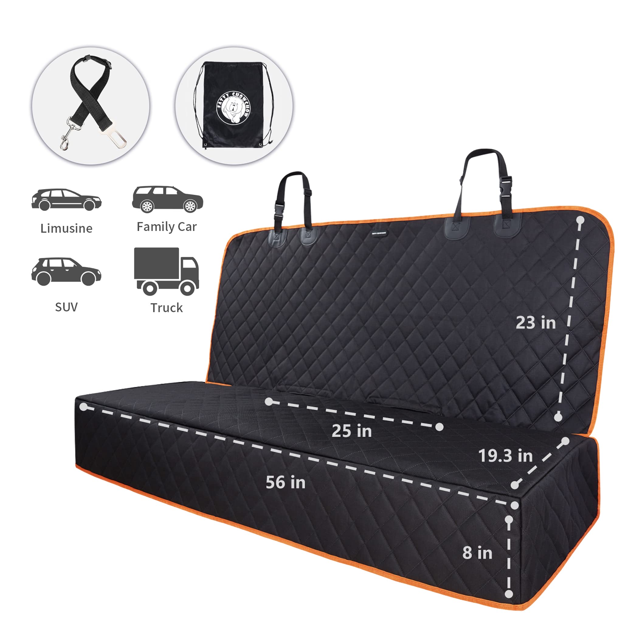 Waterproof Dog Car Seat Cover for Back Seat - Durable Pet Bench Protector for Cars (Black) | Perfect for Travel, Hiking & Daily Commutes with Pets