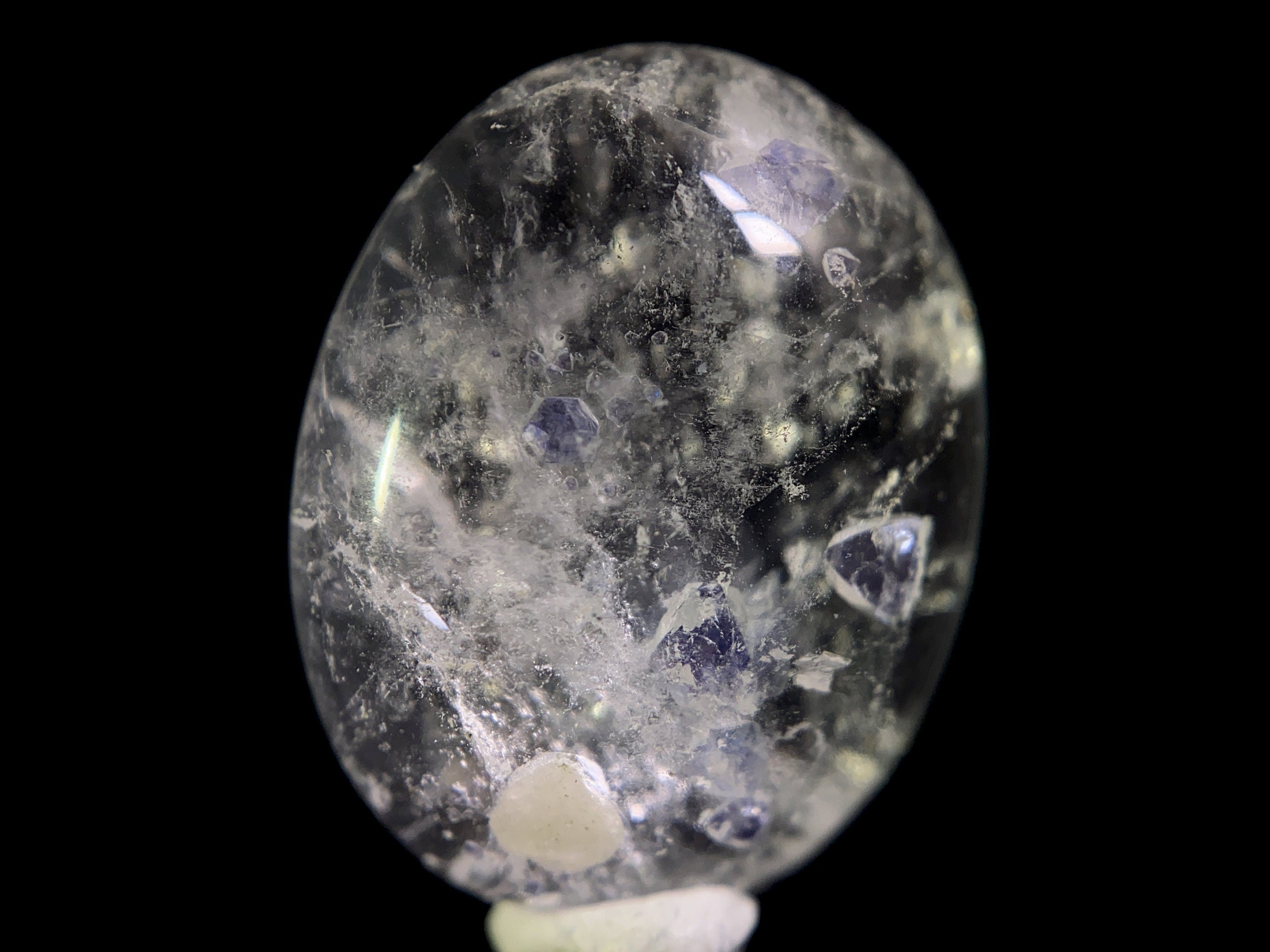 Natural Fluorite in Clear Quartz Cabochon - Rare Gemstone for Jewelry Making, Healing Crystals & DIY Crafts | Perfect for Pendants, Rings & Spiritual Healing