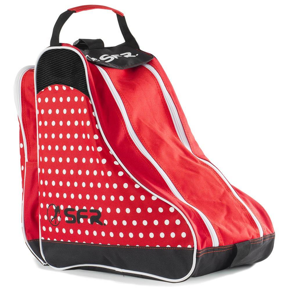 SFR Skate Bag with Red and White Polka Dots - Durable Roller Skating Backpack for Women & Men - Perfect for Rink, Park, and Travel Accessories Storage