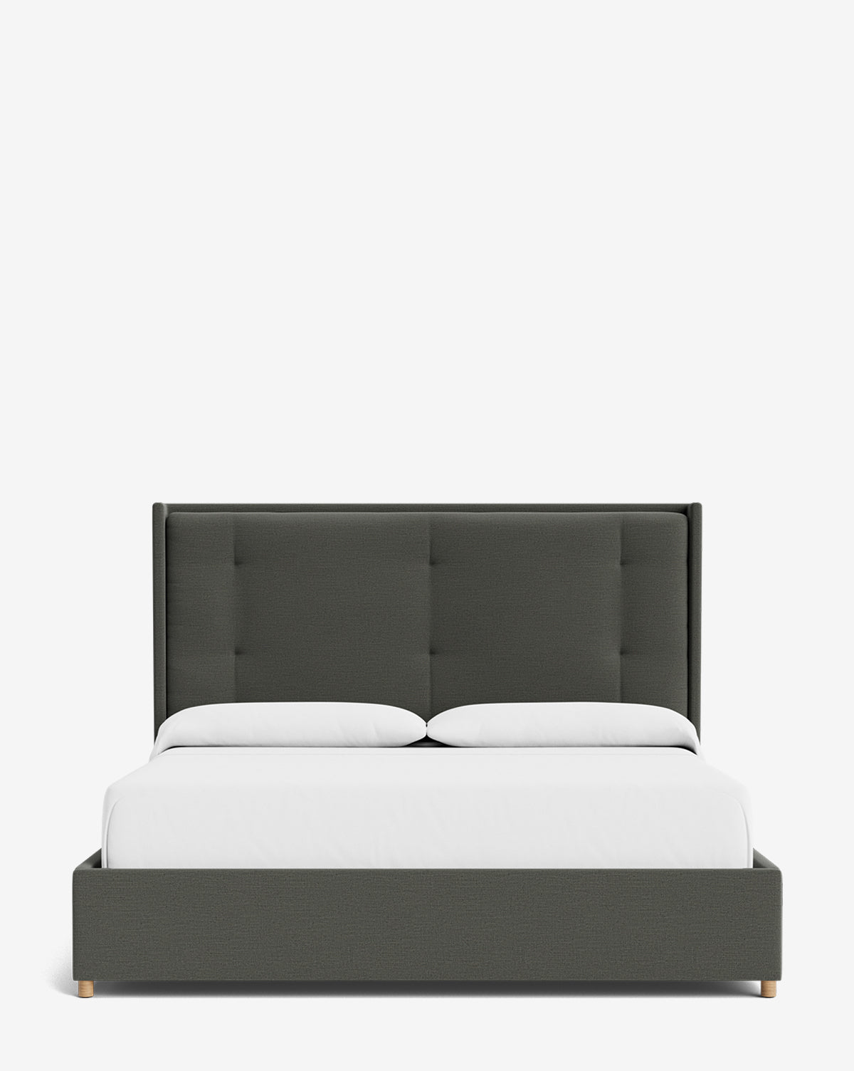 Luxury Ria Upholstered Bed Frame - Queen Size Platform Bed with Soft Fabric Headboard - Modern Bedroom Furniture for Master & Guest Rooms