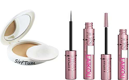 FIT YOU Women's Oil Control Compact Powder - Matte Finish, Skin Lightening Foundation with Mascara & Eyeliner (2-Pack) | Perfect for Everyday Makeup & Touch-Ups on the Go
