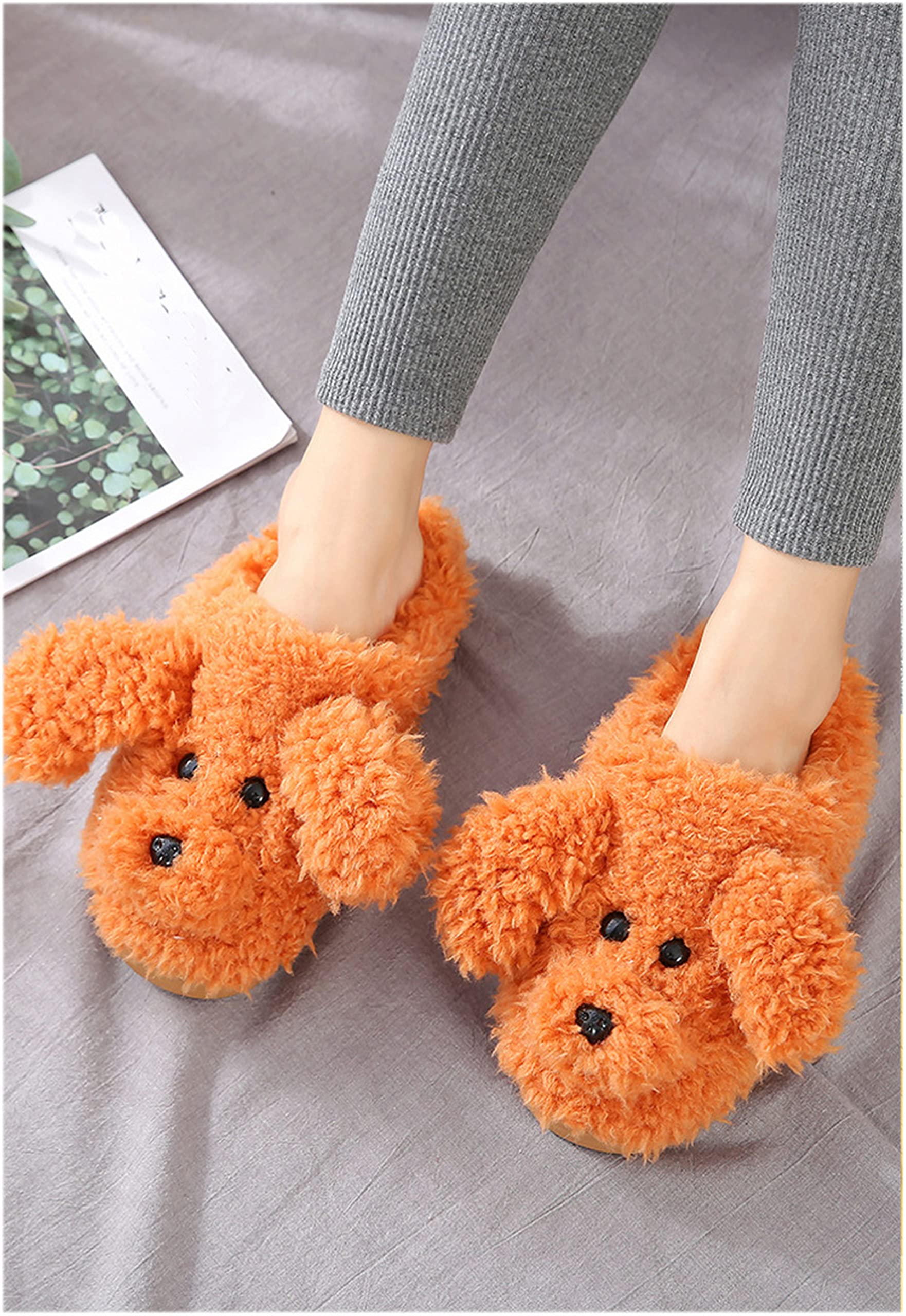YILANLAN Women's Cartoon Animal Dog Slippers - Cozy Winter House Shoes for Women - Perfect for Indoor Comfort, Lounge Wear & Gift Giving