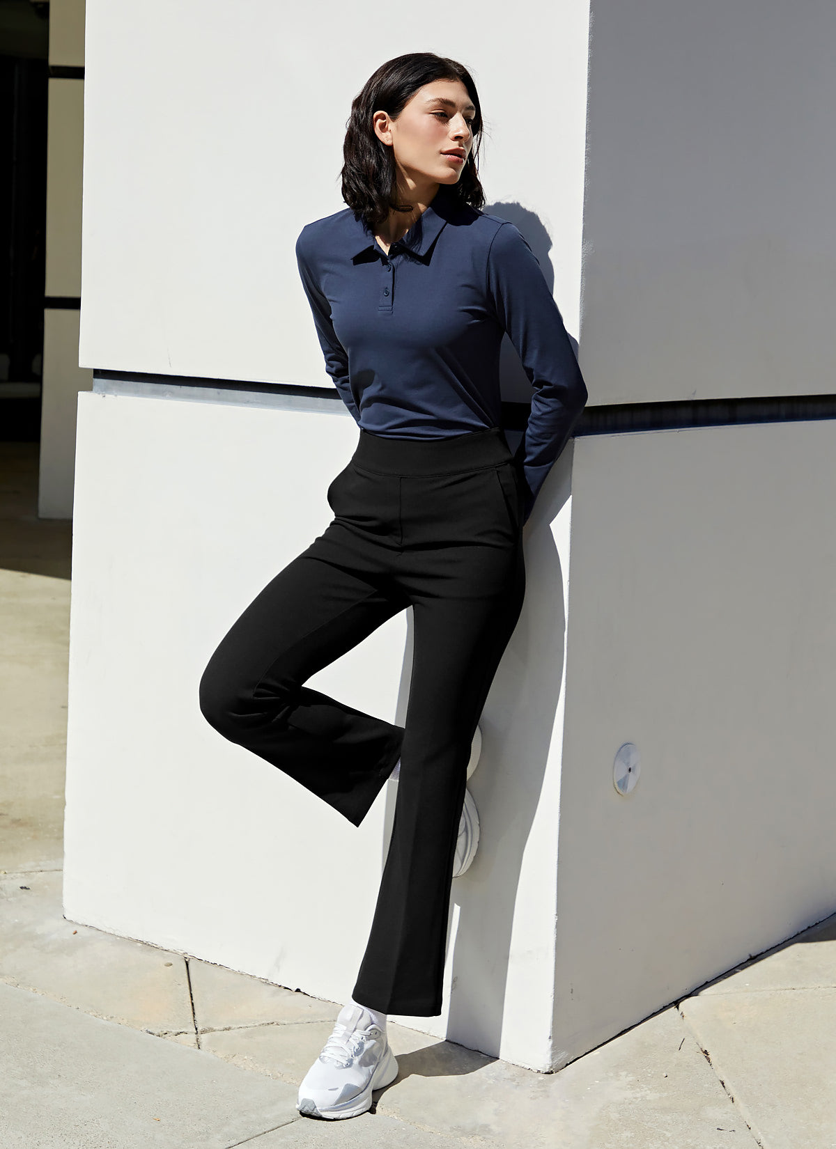 Eco Dex Women's Long Sleeve Polo Shirt - Breathable Moisture Wicking Performance Top for Golf, Tennis & Casual Wear