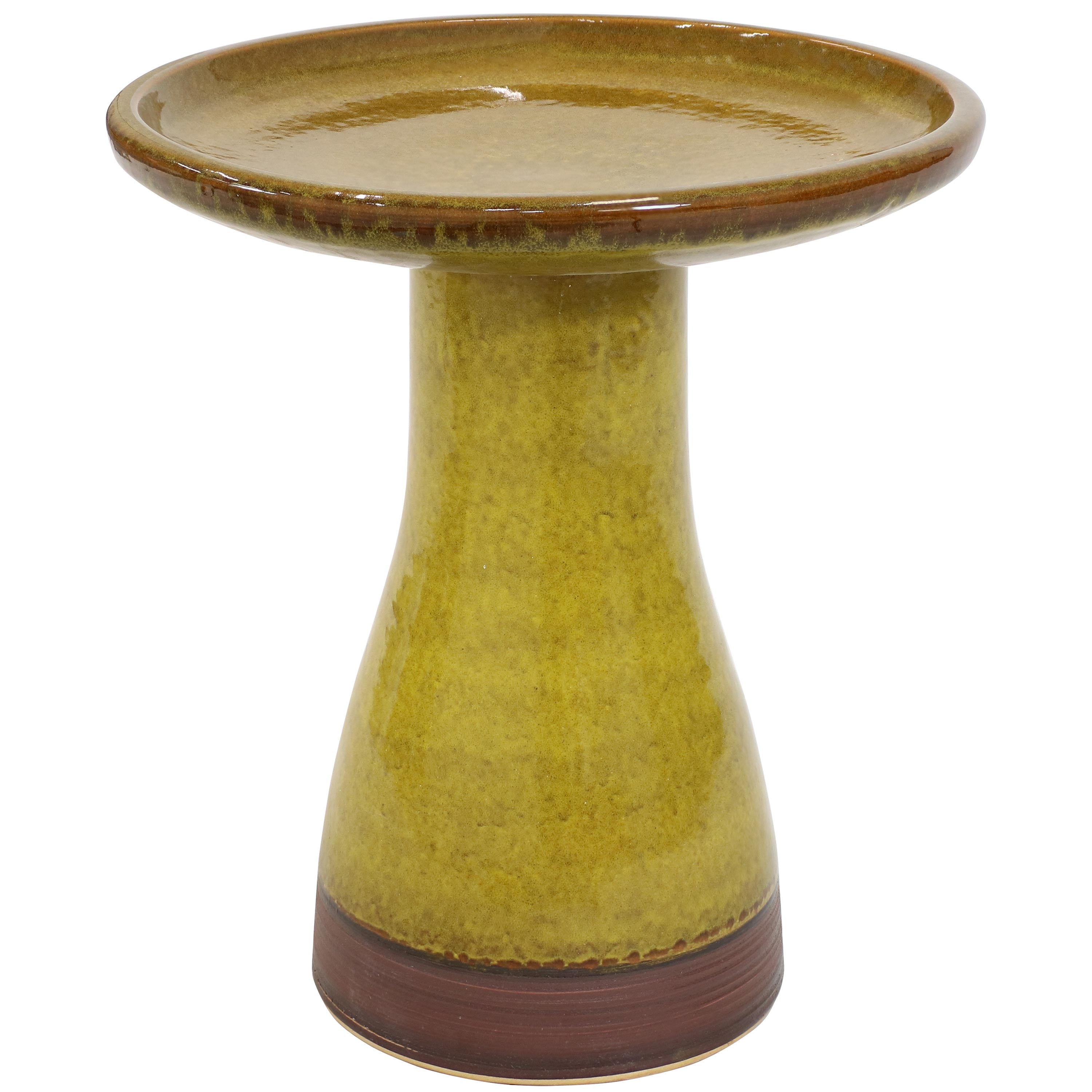 Sunnydaze Glazed Ceramic Duo Tone Outdoor Bird Bath - Garden Decor for Attracting Birds & Enhancing Outdoor Spaces