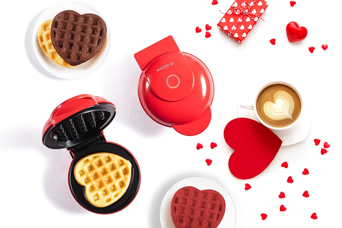 Non-Stick Heart Waffle Maker - 4-inch Mini for Breakfast & Snacks
