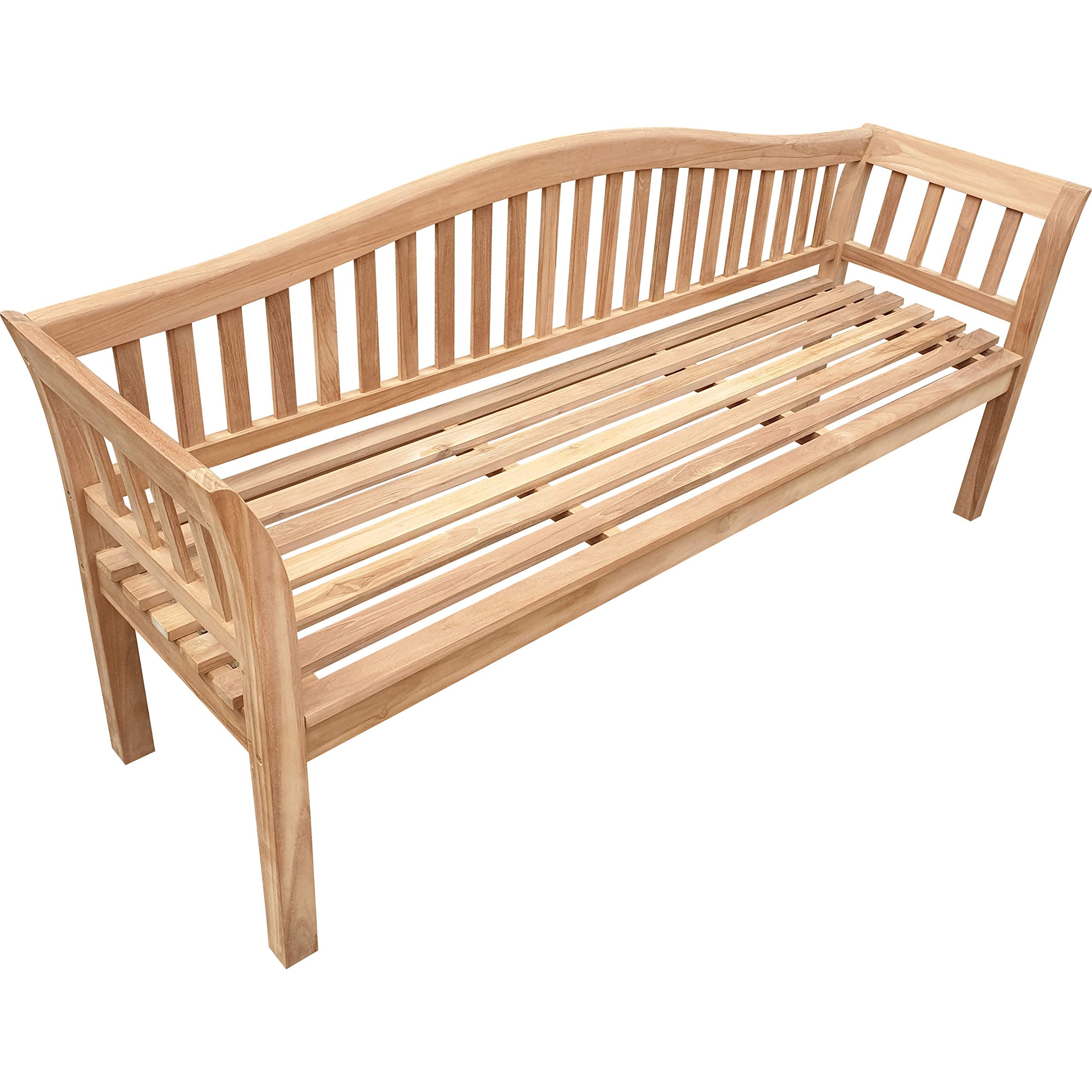 Premium 6-Foot Teak Wood Outdoor Patio Bench - Seven Seas Teak Oklahoma - Weather-Resistant Garden Seating for Backyard, Poolside & Deck Use