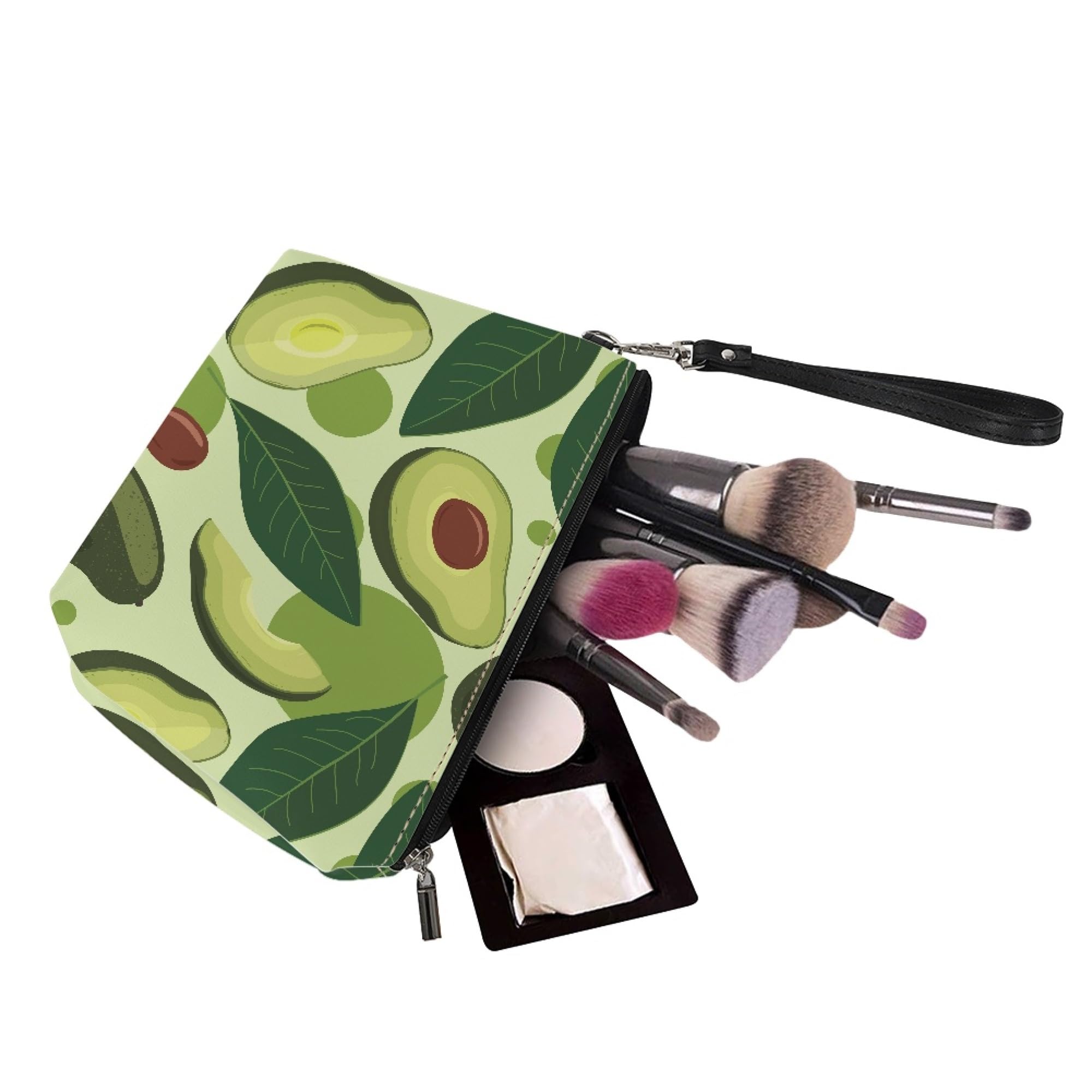 Waterproof Avocado Print Makeup Bag - Small Travel Cosmetic Pouch with Zipper | Cute Gifts for Women | Perfect for Travel, Gym & Daily Organizer