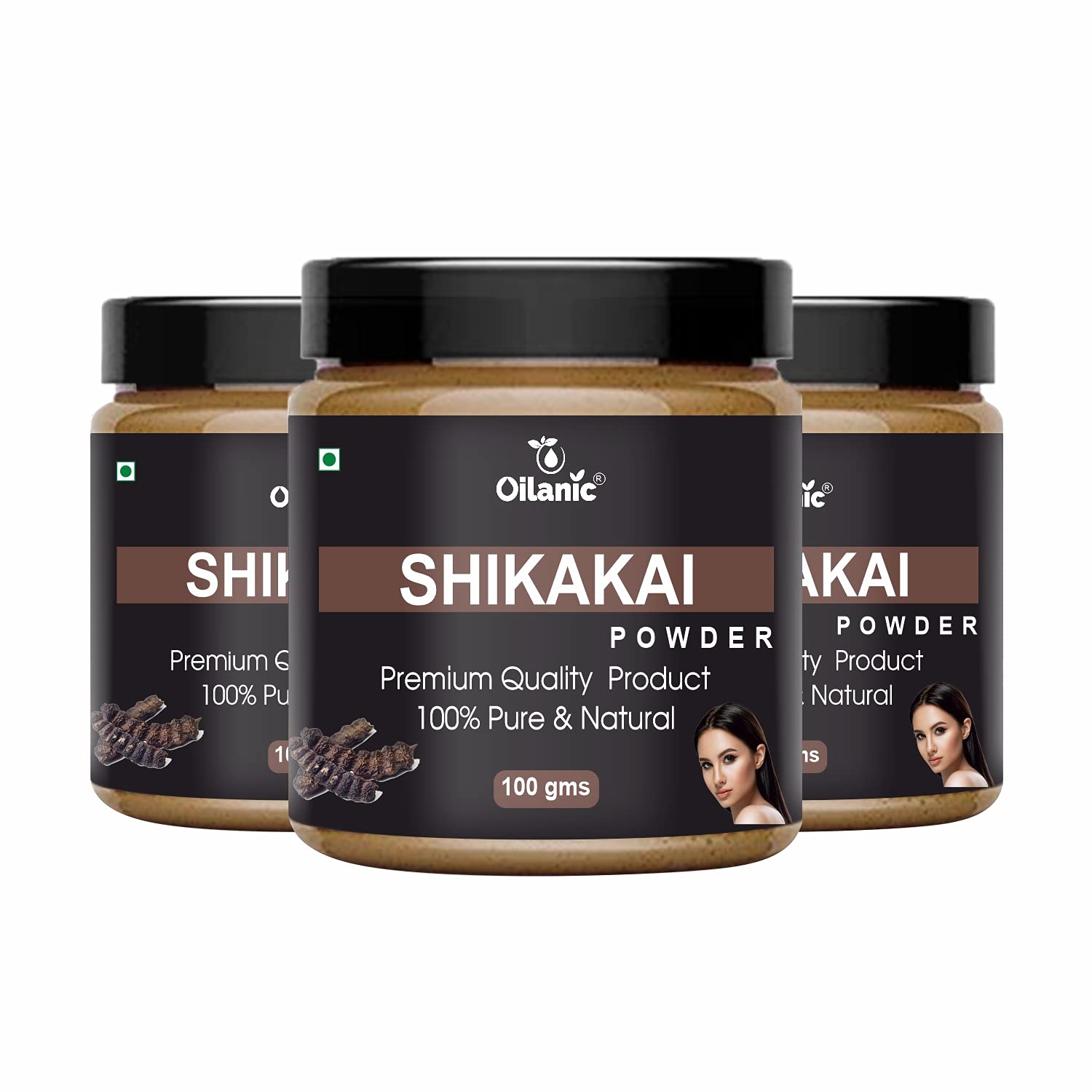 Oilanic 100% Pure & Natural Shikakai Powder for Skin & Hair Care - 3 Pack (300g Each) | Organic Ayurvedic Treatment for Dandruff, Hair Growth & Glowing Skin | Perfect for DIY Hair Masks & Natural Skincare Routines