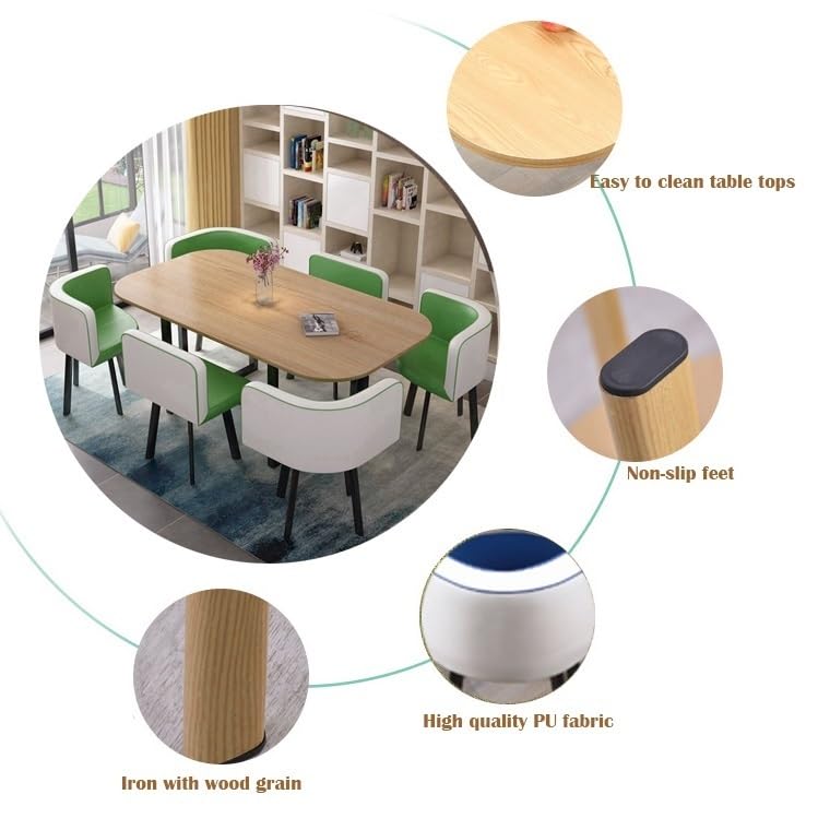 Purple 6-Piece Dining Table Set with Chairs - Office Conference Table, Reception Desk, Coffee Bar Table for Business Meetings & Home Use - Perfect for Meetings, Dining & Office Decor