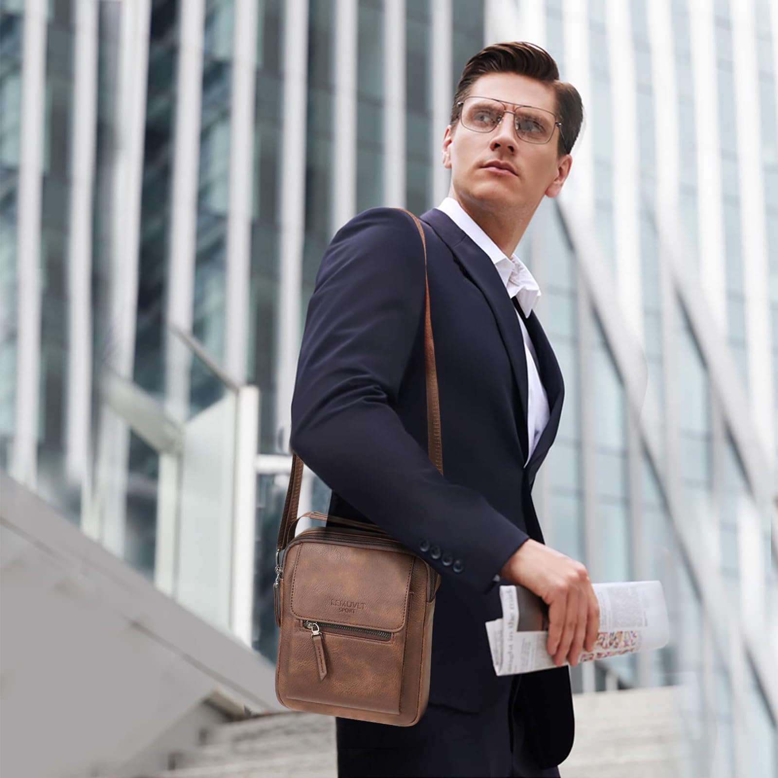 Leather Crossbody Bag for Men - Small & Medium Shoulder Bag, Messenger Satchel Purse - Perfect for Work, Travel & Daily Use