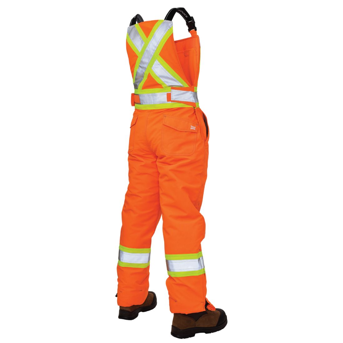 Tough Duck Women’s High Visibility Insulated Flex CSA Safety Bib Overalls SB07 Orange - Winter Workwear for Construction, Roadwork & Outdoor Safety Jobs