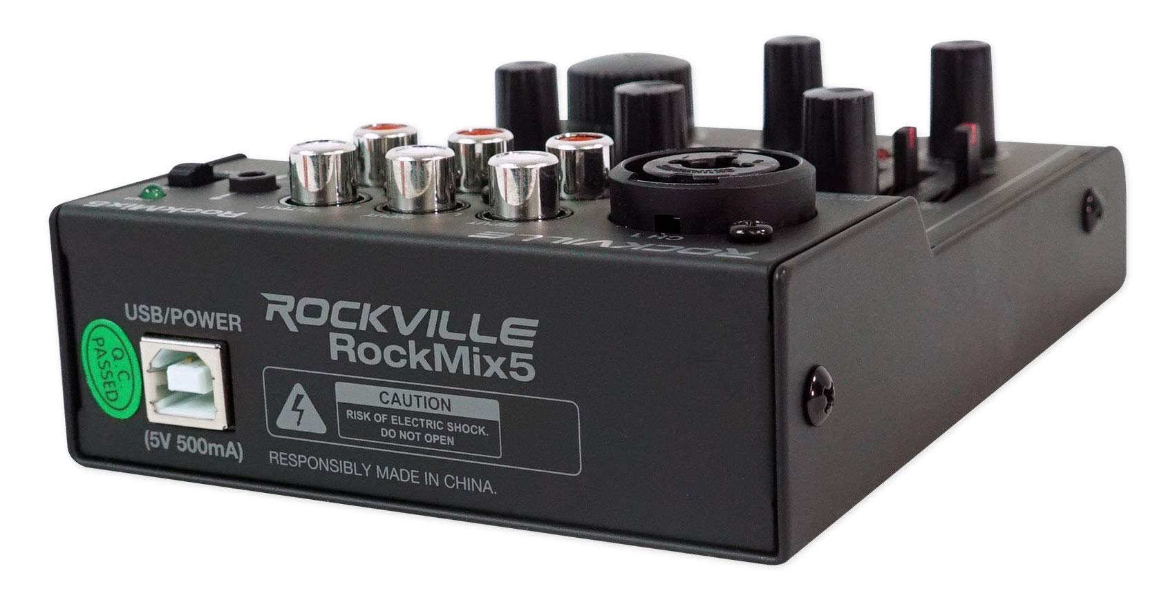 Rockville RockMix 5 Channel Professional Audio Mixer with USB Interface, Bluetooth, Echo & EQ - Perfect for Live Performances, Studio Recording & DJ Mixing