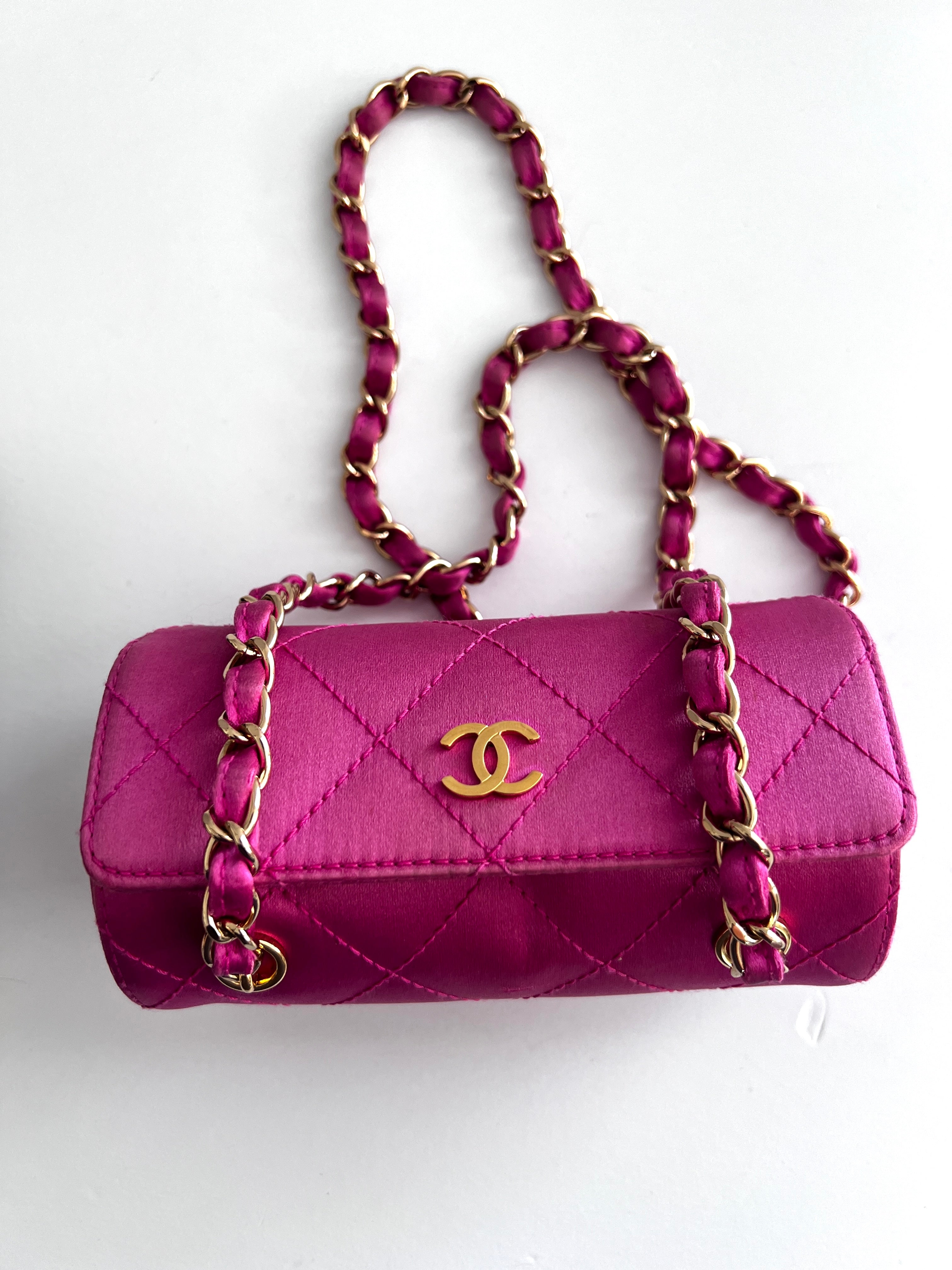 Vintage Chanel Pink Satin Mini Bag - Luxury Crossbody Purse for Women, Elegant Evening Clutch, Perfect for Parties, Weddings & Special Occasions