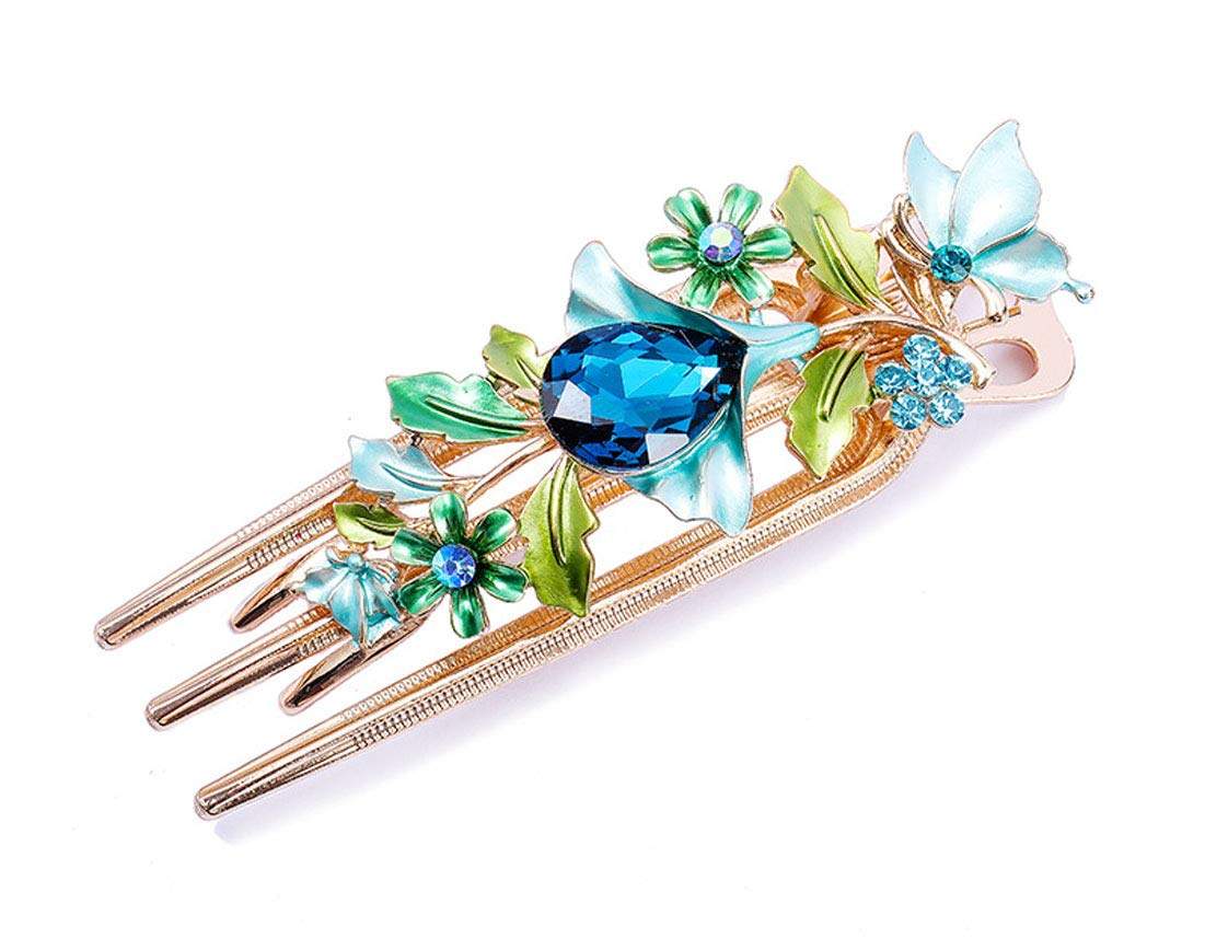 2-Pack Metal Alloy Butterfly Jaw Rhinestone Alligator Hair Clips - Non-Slip Hair Grips for Women & Girls - Perfect for Parties, Weddings & Everyday Styling