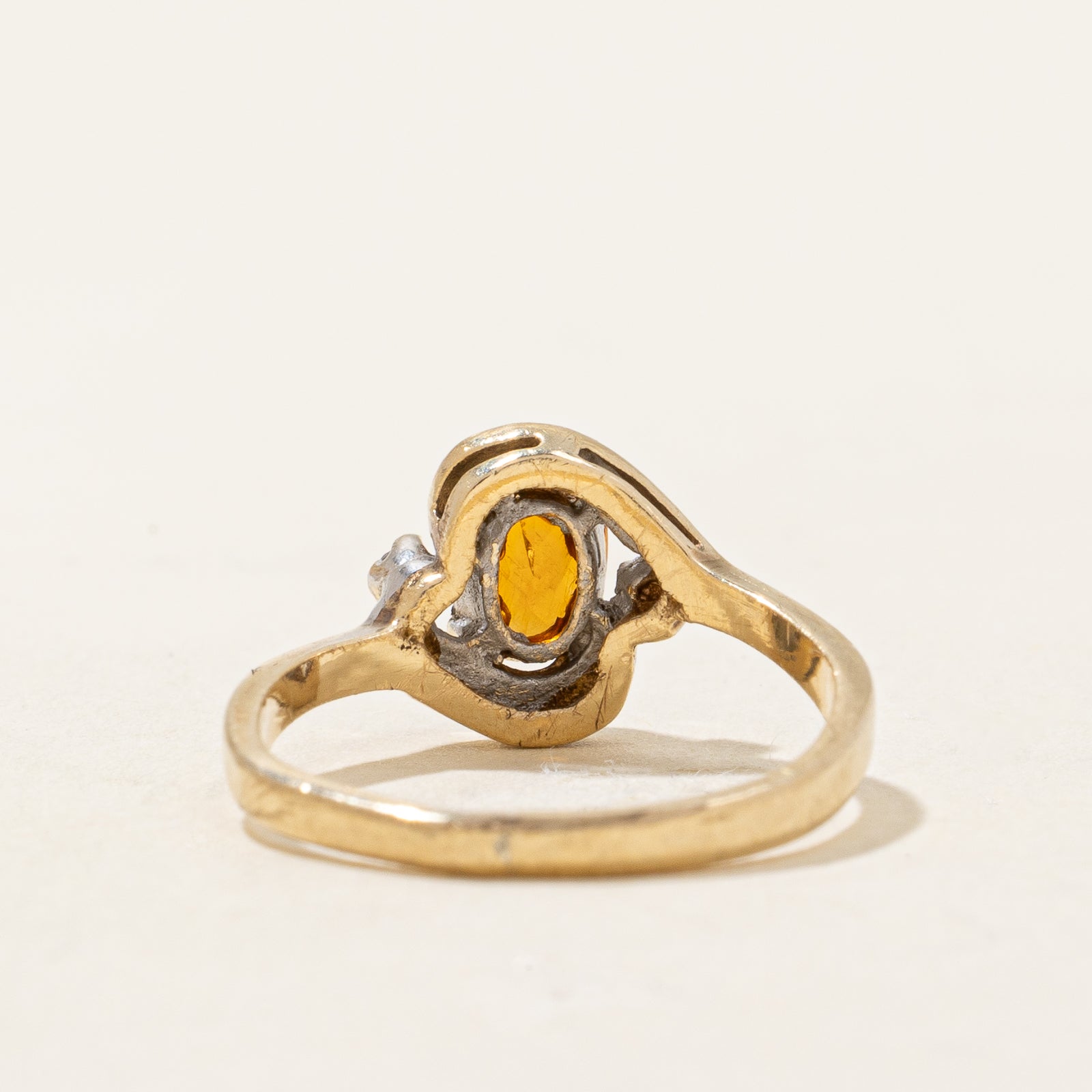 Mandarin Citrine & Diamond Ring - 0.37ct Citrine with 0.02ctw Diamonds | Size 3 | Elegant Jewelry for Women | Perfect for Weddings, Anniversaries & Special Occasions