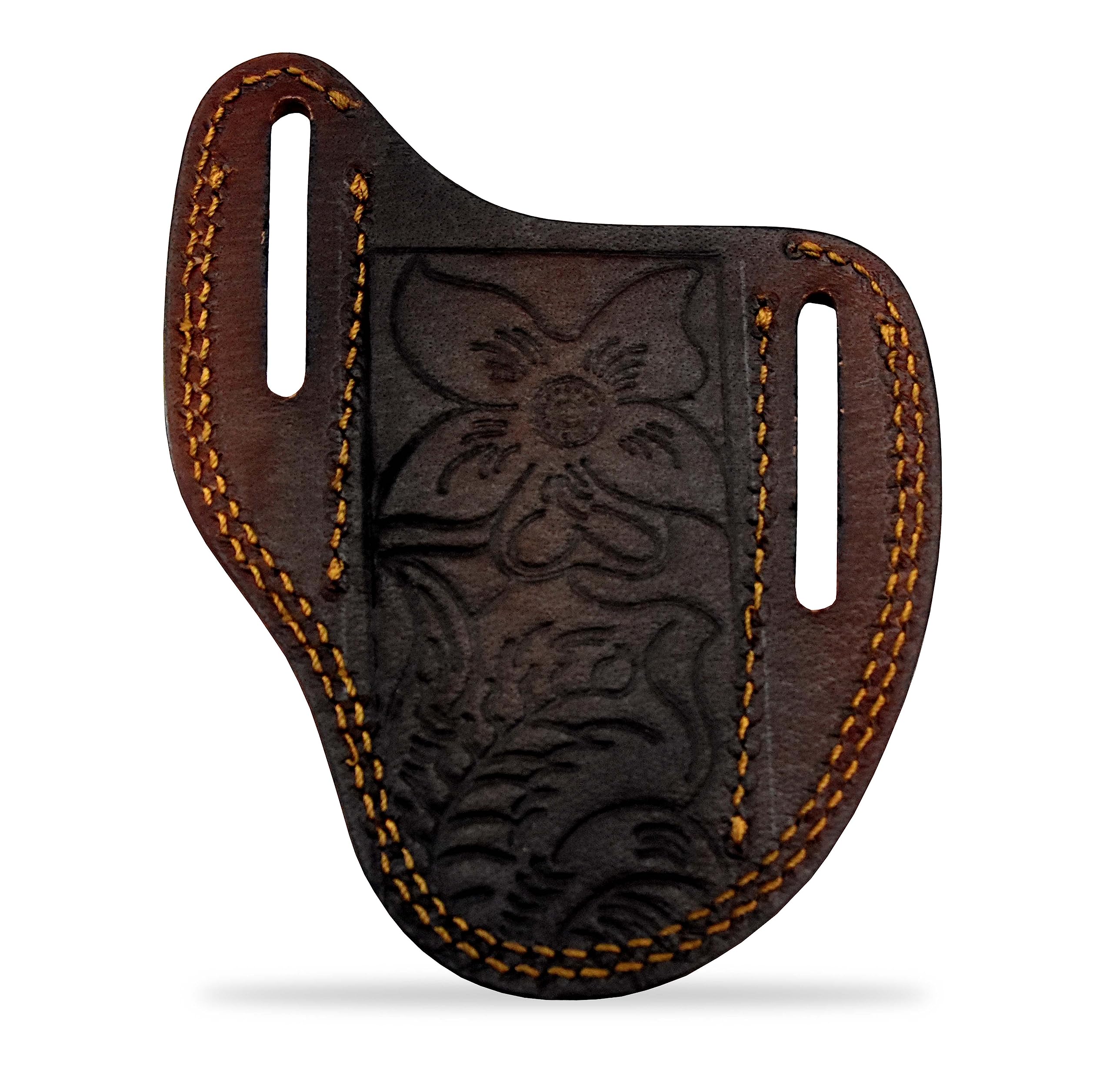 Handmade Custom Leather Sheath for Trapper & Hunting Knives - 100% Genuine Leather, Tan Color, Dual Carry Design | Perfect for Outdoor Adventures, Camping, and Bushcraft Activities | Hercules Knives Compatible