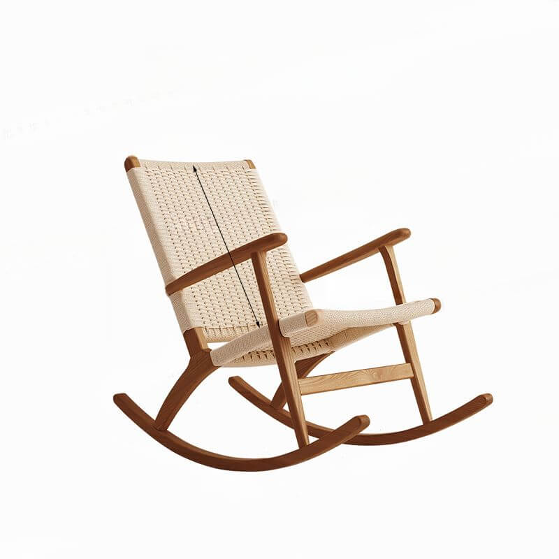 Comfortable Wooden Front Porch Rocking Chair with High Back Support - Perfect for Relaxing on Your Patio, Deck, or Garden
