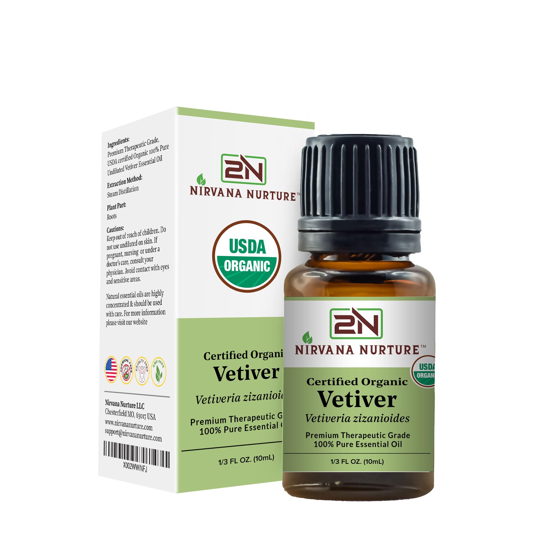Organic Vetiver Essential Oil - 100% Pure for Aromatherapy & Skincare
