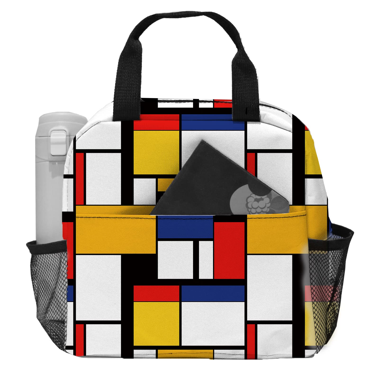 Mondrian Art Insulated Lunch Bag - Leakproof Cooler Tote for Women, Office & Picnic