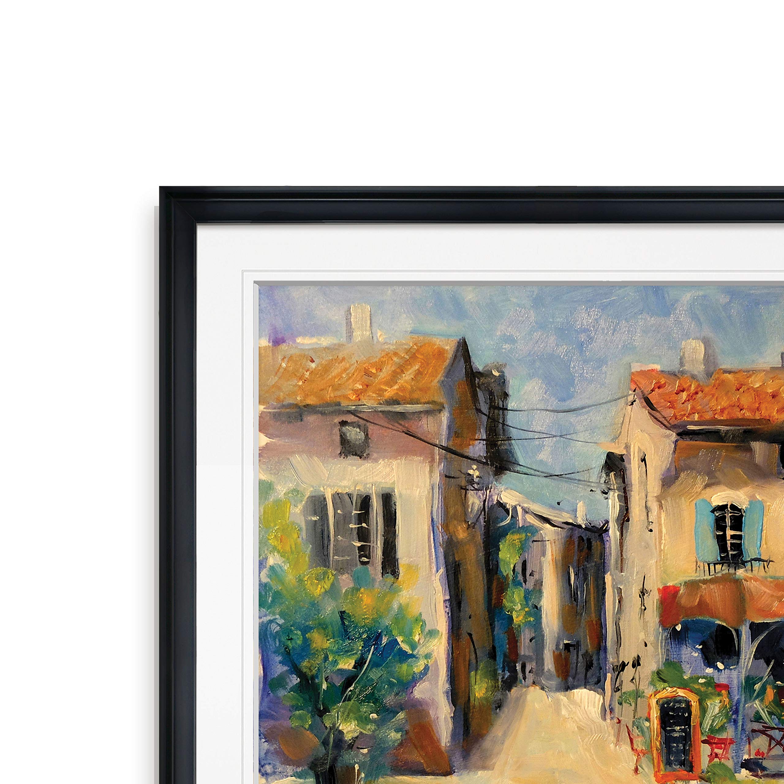 Wexford Home France Cityscape Wall Art - 16x16 Black Framed Square Landscape Painting Giclee Print for Modern Living Room, Bedroom & Office Decor