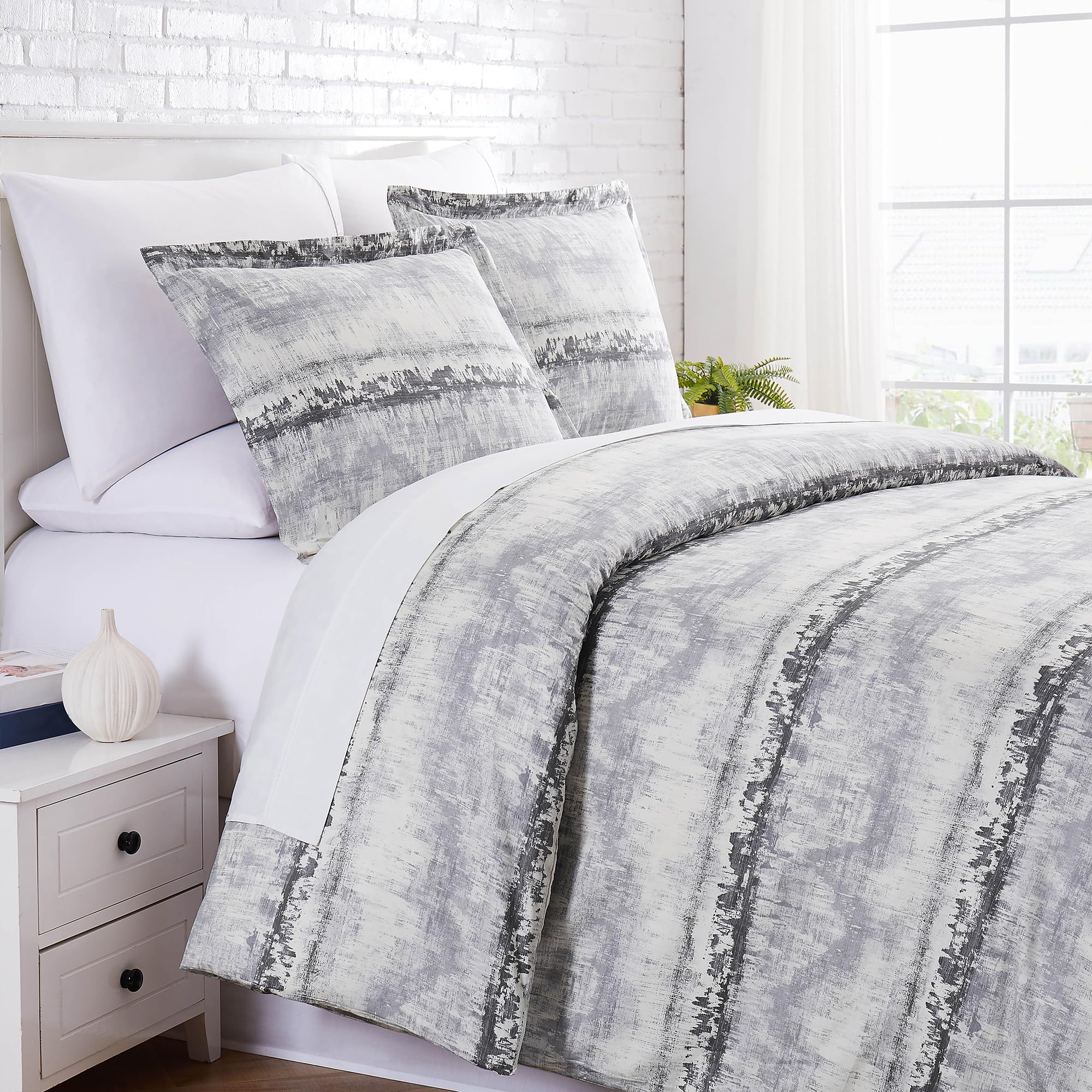 100% Cotton King Size Duvet Cover - Soft 300 Thread Count Sateen Weave | Luxury Hotel Collection | Machine Washable Grey Comforter Cover for California King Beds | Perfect for Master Bedrooms & Guest Rooms