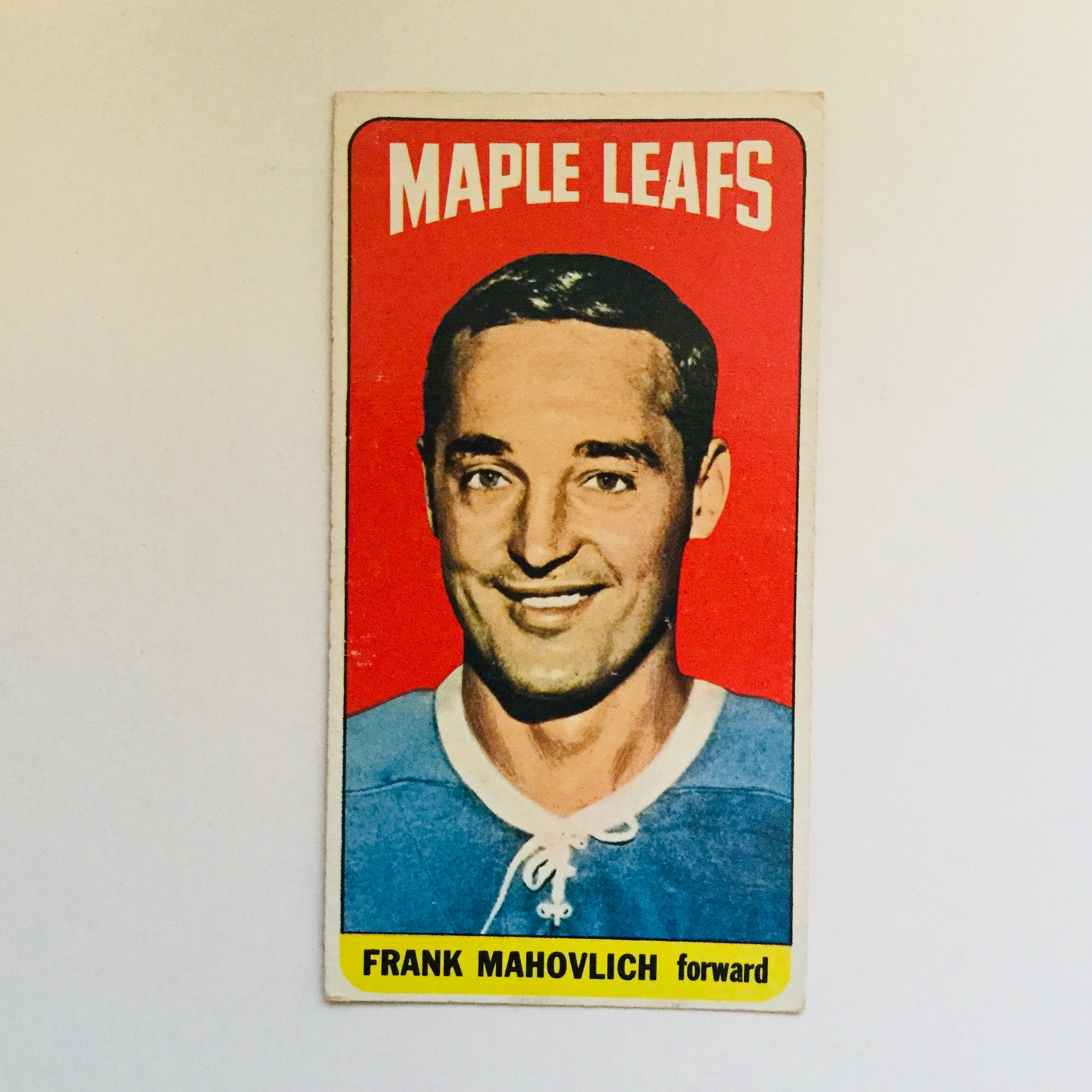 1964-65 Frank Mahovlich Topps Tallboy Hockey Card - Vintage NHL Collectible for Sports Memorabilia Display & Trading