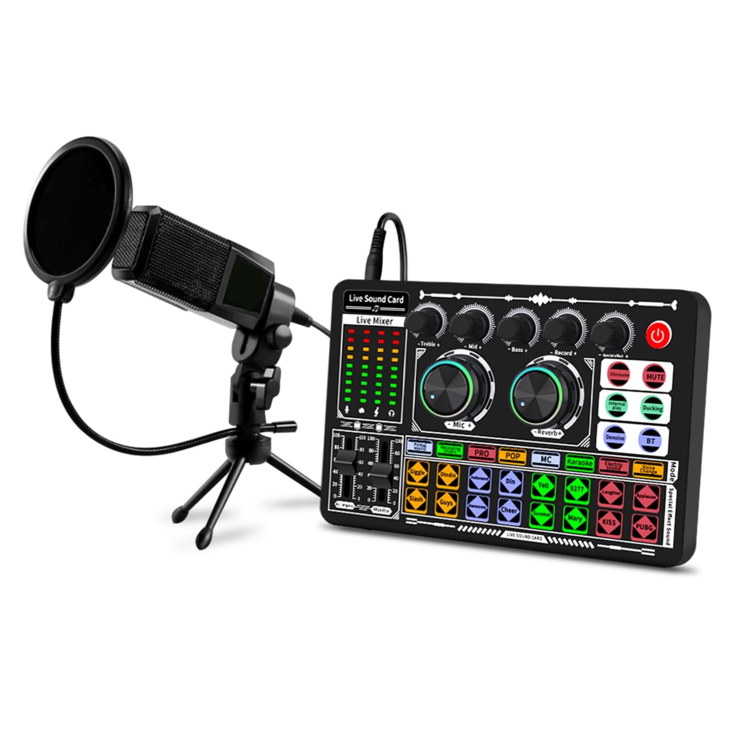 F999 Professional Podcast Equipment Bundle - Audio Interface, Voice Changer, MS60 Condenser Mic, Stand & DJ Mixer | Perfect for Live Streaming, Karaoke, Gaming & Home Studio Recording