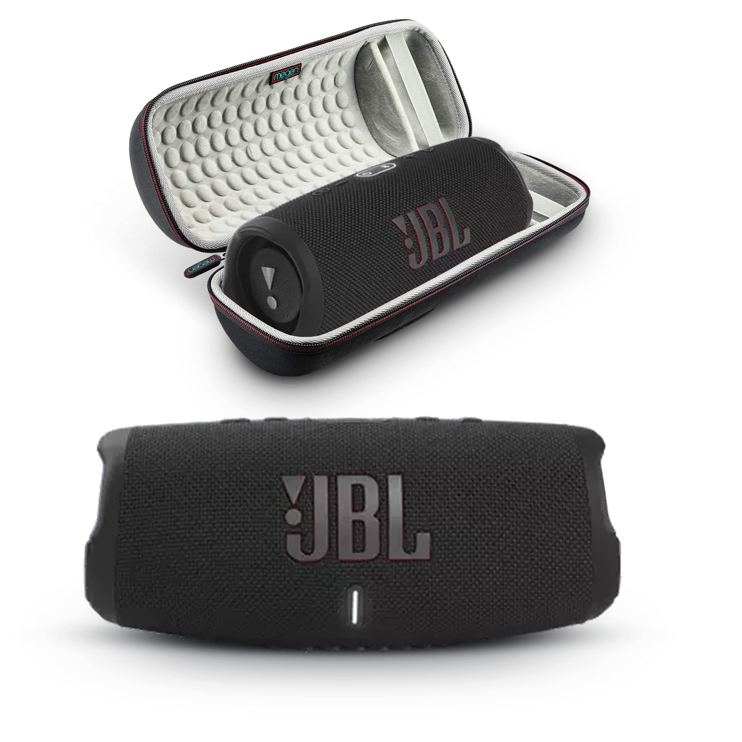 JBL Charge 5 Portable Bluetooth Speaker - IP67 Waterproof Wireless Speaker with 20 Hours Playtime, USB Charge Out & Built-in Powerbank - Includes Premium Hardshell Travel Case (Black) - Perfect for Beach, Pool, Camping & Outdoor Adventures