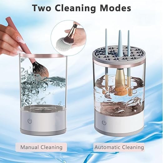 Automatic Makeup Brush Cleaner Machine - USB Powered Spinning Blender for Deep Cleaning All Size Cosmetic Brushes | Women's Beauty Tool for Daily Makeup Brush Care & Professional Salon Use