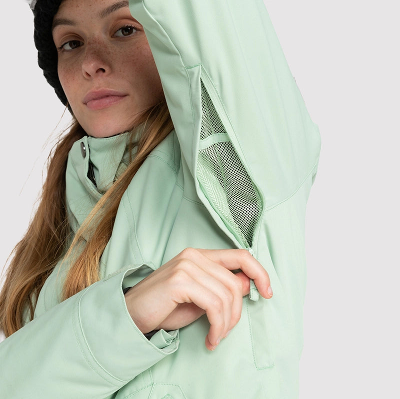 Roxy Snow Meade Water Green Women's Snow Jacket - Waterproof & Warm for Skiing, Snowboarding & Winter Outdoor Activities