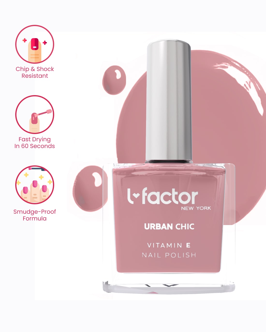 Urban Chic Nail Polish - Long Lasting Vegan Nail Lacquer - Trendy Colors for Women - Perfect for Parties, Weddings & Everyday Wear