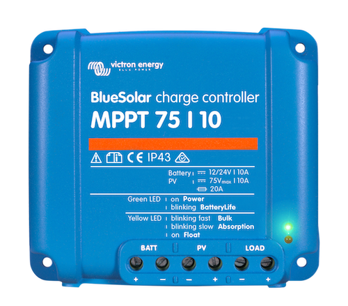 BlueSolar MPPT 75/10 Solar Charge Controller - 12V/24V 10A Waterproof Regulator for RV, Boat, Off-Grid Solar Power Systems