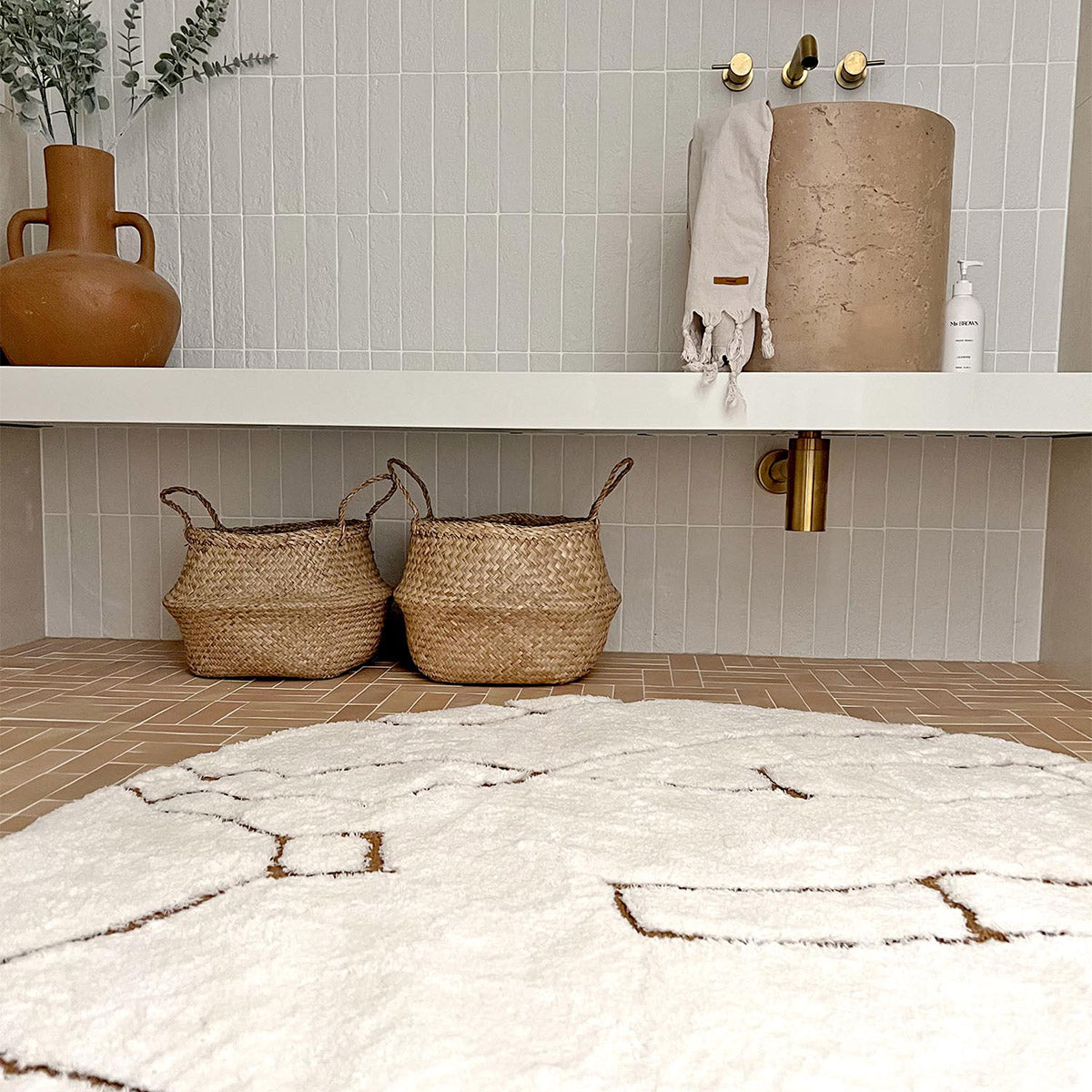 Alayna Tribal Round Shag Rug - Bohemian Style Soft Fluffy Area Carpet for Living Room, Bedroom, Nursery | Perfect for Cozy Home Decor & Modern Boho Interiors