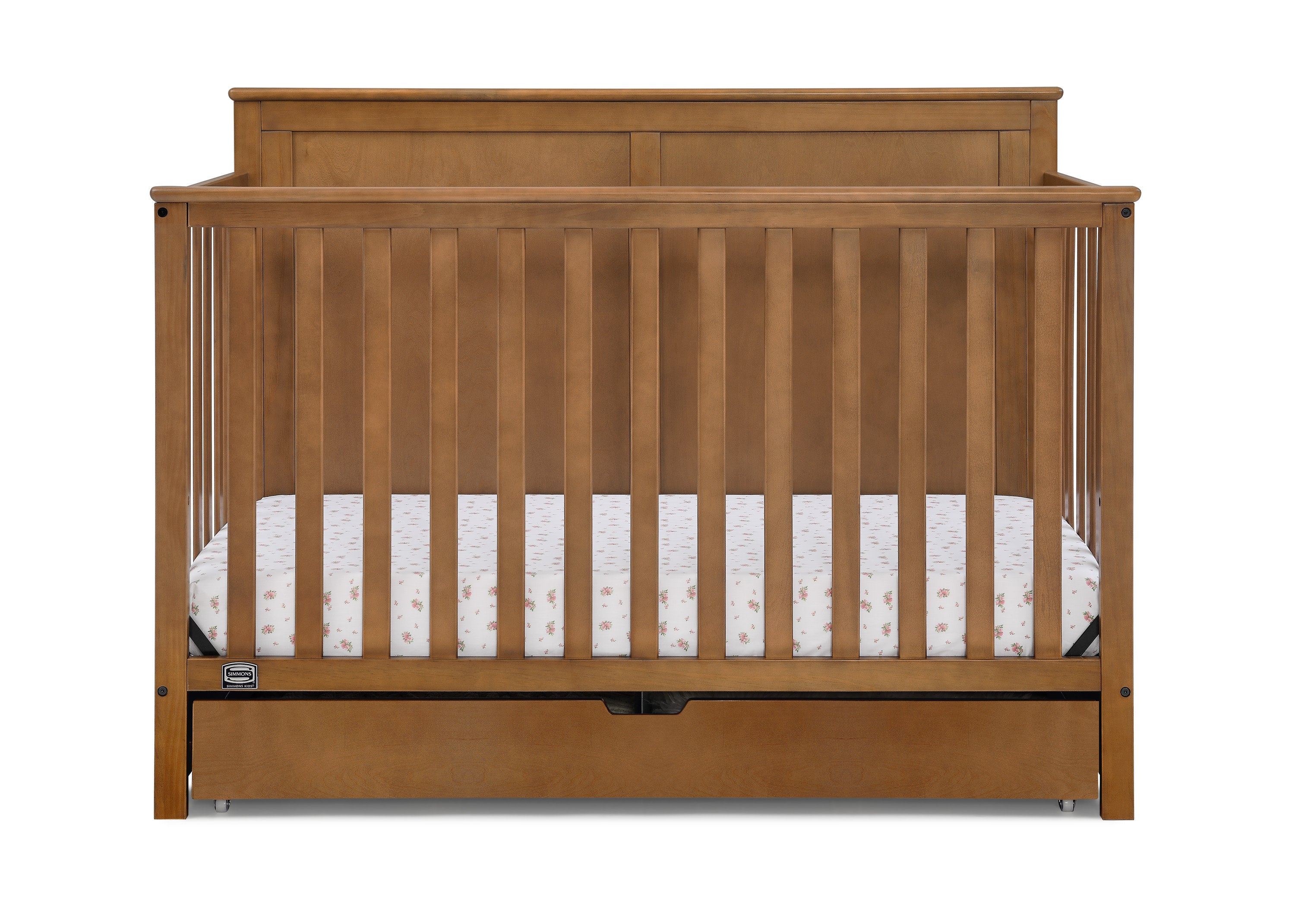 Logan 6-in-1 Convertible Baby Crib with Underdrawer Storage - White Nursery Furniture for Newborn to Toddler Bed | Perfect for Small Spaces & Modern Nurseries