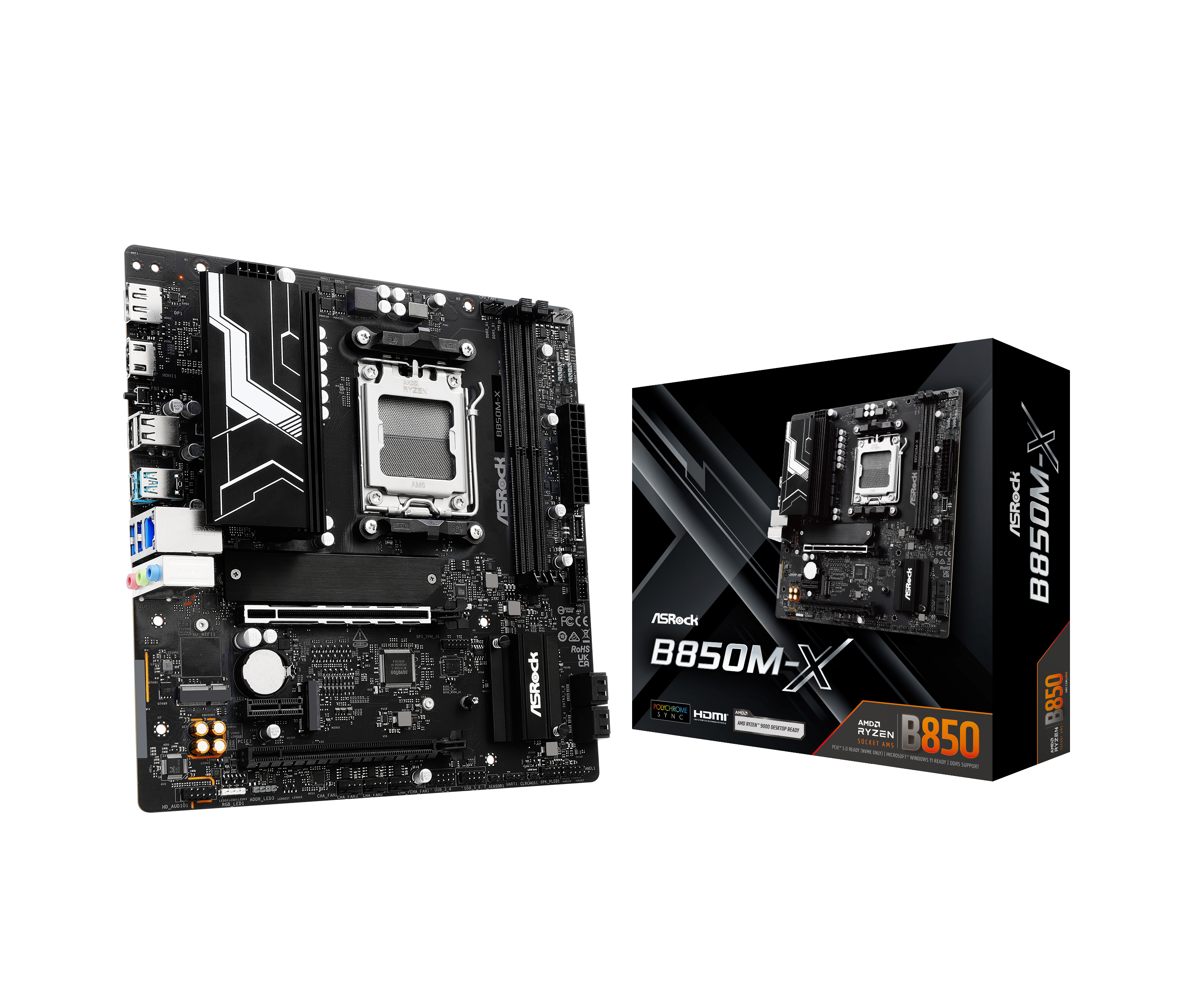 ASRock B850M X AM5 DDR5 Micro ATX Motherboard - Gaming & Productivity PC Builds for AMD Ryzen 7000 Series Processors