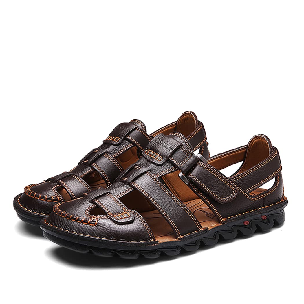 Men's Genuine Leather Summer Sandals - Handmade Breathable Outdoor Slippers for Beach, Walking & Casual Wear | Comfortable & Soft Sneaker-Style Sandals
