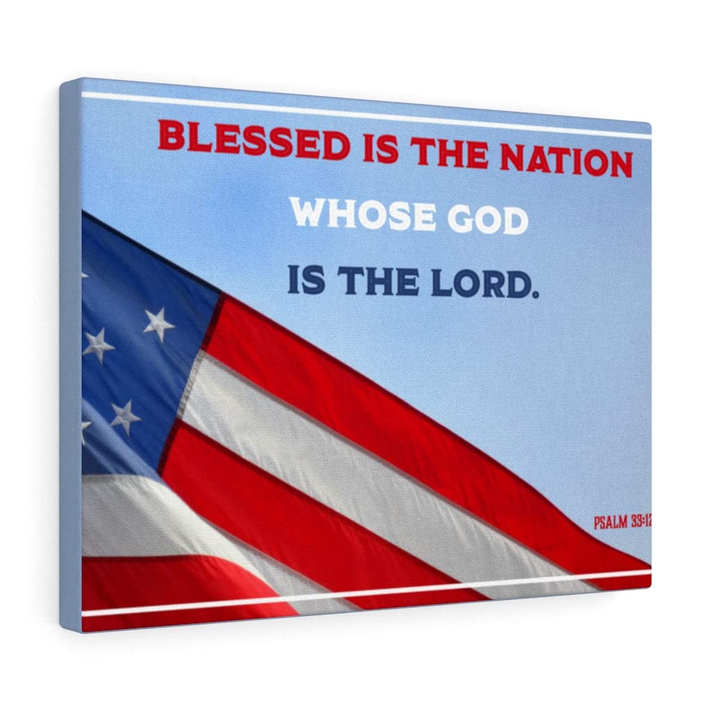 Blessed is The Nation Christian Wall Art - Bible Verse Print for Home Decor - Ready to Hang Scripture Wall Art - Perfect for Living Room, Bedroom & Church Decor