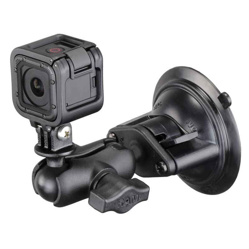 RAM Mounts Twist-Lock Suction Cup Mount with Universal Action Camera Adapter - Suitable for Cars, Bikes, and More