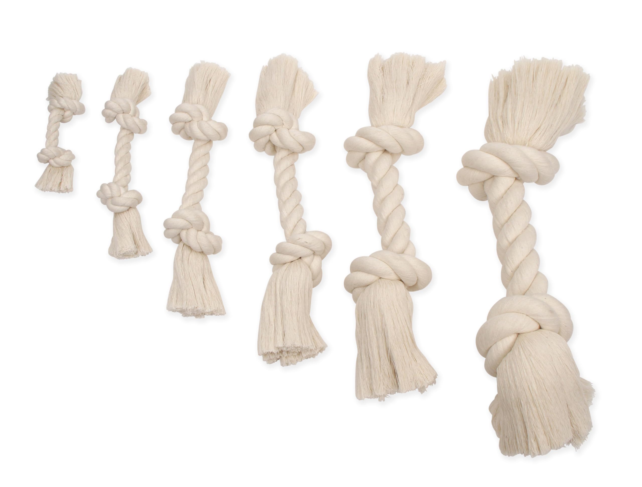 **Mammoth Flossy Chews 100% Natural Cotton Rope Dog Toys - Premium White Knot Dog Rope Toy for Small Dogs - Interactive Tug & Chew Toy for Puppies & Small Breeds (9