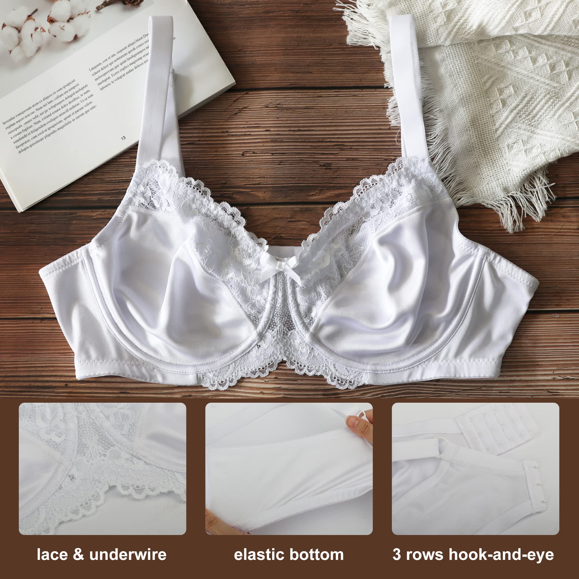 Sheroine Underwire Lace Floral Women's Unlined Bra - Minimizer Full Coverage Non-Padded Everyday Bras for Comfort & Support | Perfect for Work, Yoga & Daily Wear