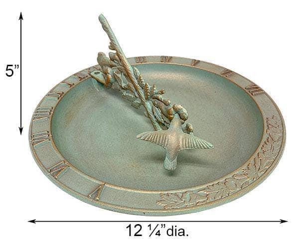 Premium Aluminum Hummingbird Sundial Bird Bath - Elegant Garden Decor for Outdoor Patio, Yard & Bird Watching Enthusiasts