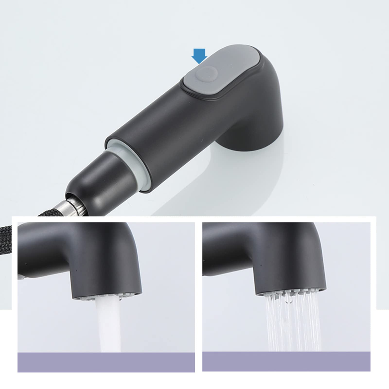 3-Way Pull-Out Spray Kitchen Faucet with Water Filter - Black Brass Swivel Spout for Hot & Cold Water - Multi-Functional Sink Faucet for Modern Kitchens, Dishwashing & Food Prep