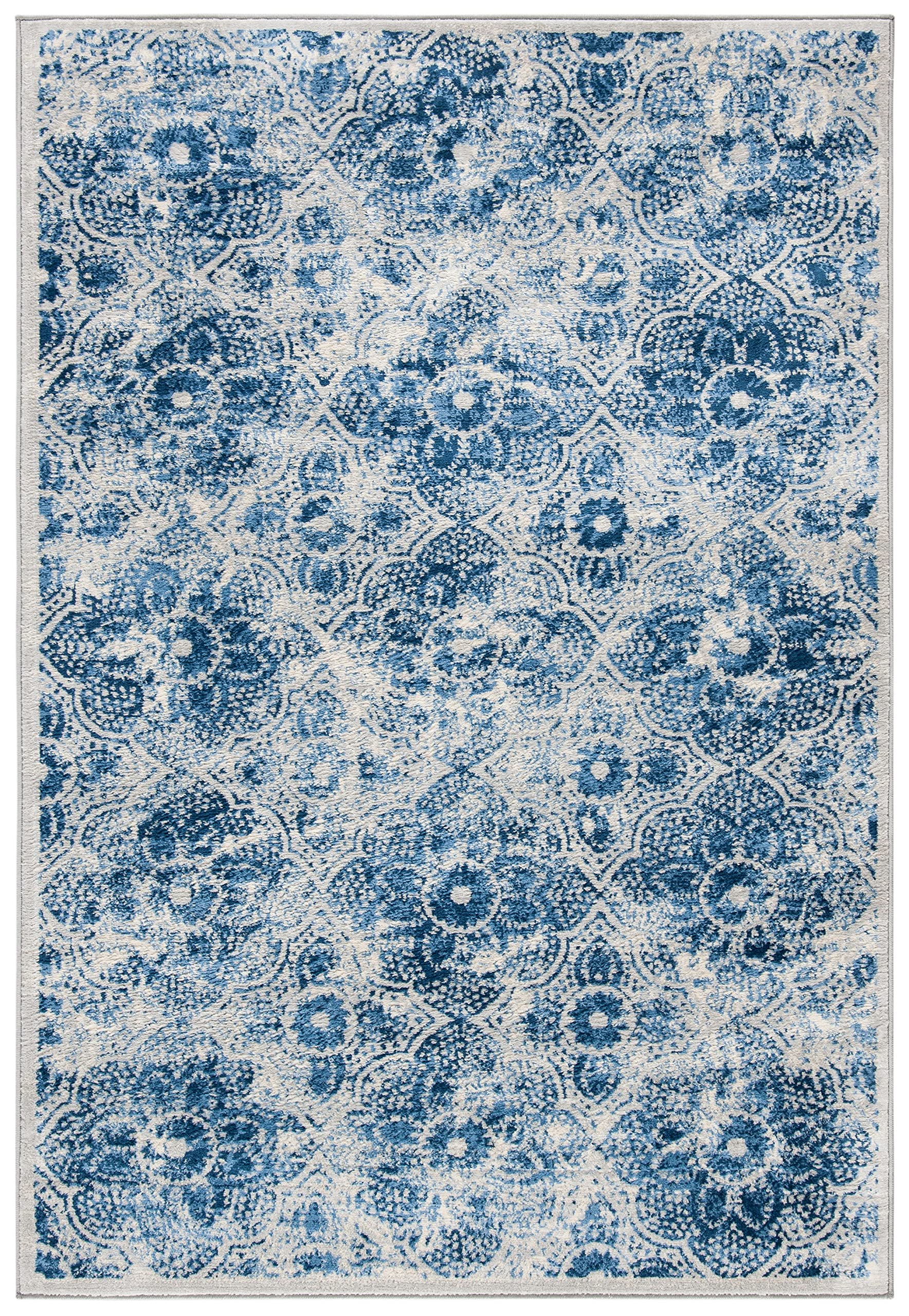 MARTHA STEWART x SAFAVIEH MSR2862D 4' x 6' Floral Area Rug - Non-Shedding, Cream & Blue - Perfect for Entryway, Living Room, Foyer & Bedroom Decor - Soft Accent Rug for Home & Office