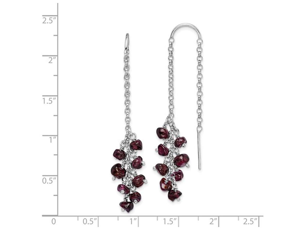 1.76 Carats (ctw) Genuine Garnet Dangle Earrings in Sterling Silver - Elegant Jewelry for Women, Perfect for Parties, Weddings & Special Occasions