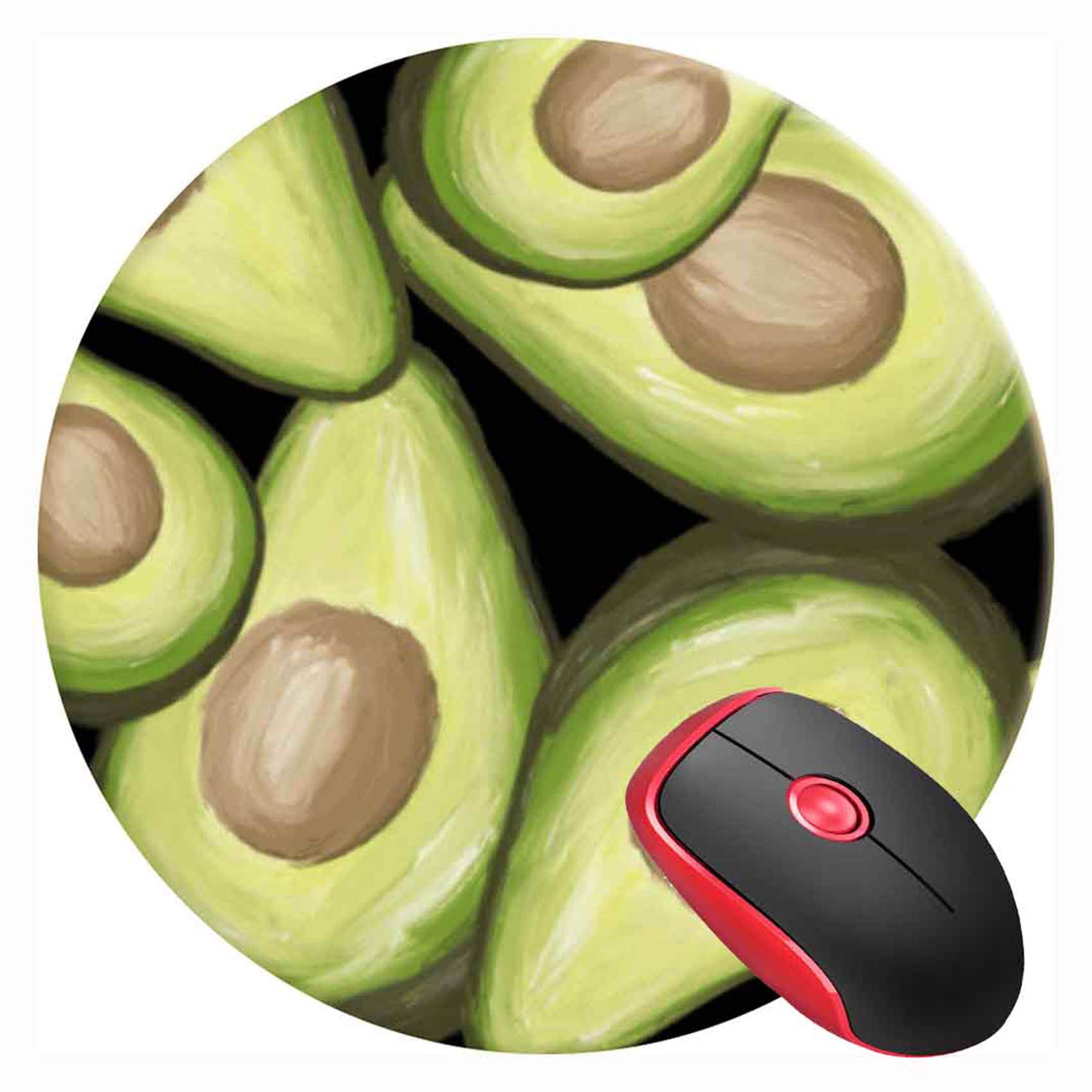 Round Gaming Mouse Pad with Non-Slip Rubber Base - Cute Avocado Guacamole Design for PC, Laptop, Office & Home - Perfect for Work, Gaming & Decor
