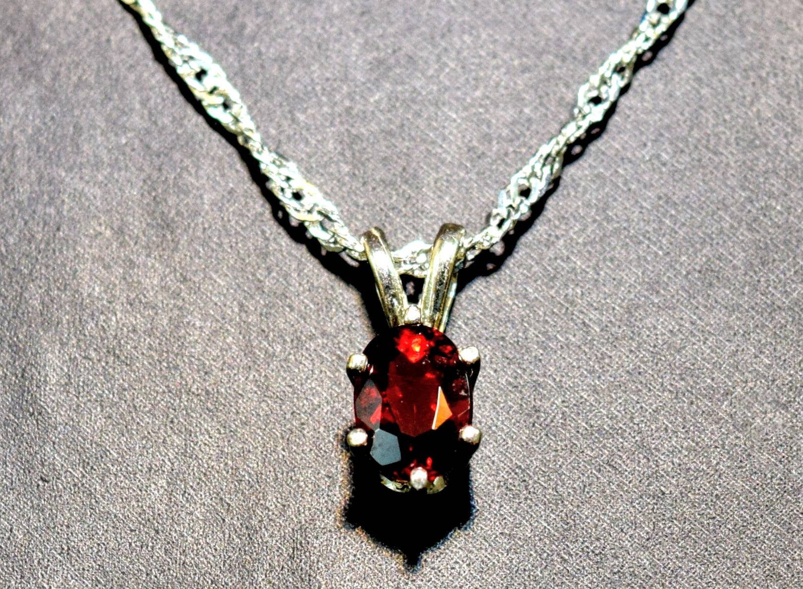 Natural Blood Red Garnet Pendant Necklace - Solid Sterling Silver or 14K White/Yellow/Rose Gold - 7x5mm or 9x7mm Oval Cut - Handmade Custom Jewelry - Perfect for Birthdays, Anniversaries & Special Occasions