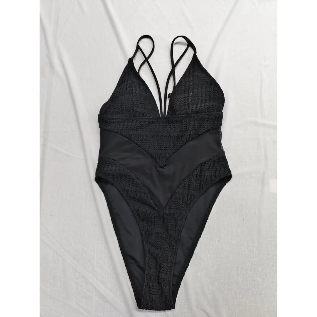 XXL V-Neck Mesh Sheer One Piece Swimsuit for Women - High Leg Cut Monokini Bathing Suit in 5 Colors (V6168) | Perfect for Beach Vacations, Pool Parties & Summer Getaways